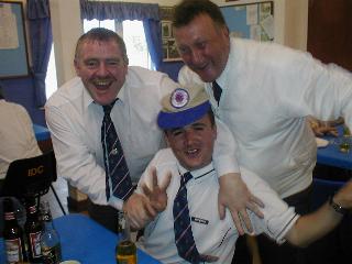 Celtic Fan Michael Stevenson proves he is game for laugh as he is set up by 'true blue' John Hagen as Terry Duffy joins in with the fun